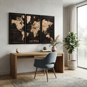 UV 3lü Set Dünya Haritası 95X150cm
