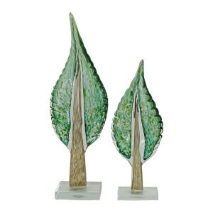 2li Set Yapraklar Obje Yeşil 14x40cm