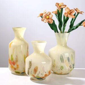 3lü Set Renkli Cam Vazo 22x32cm