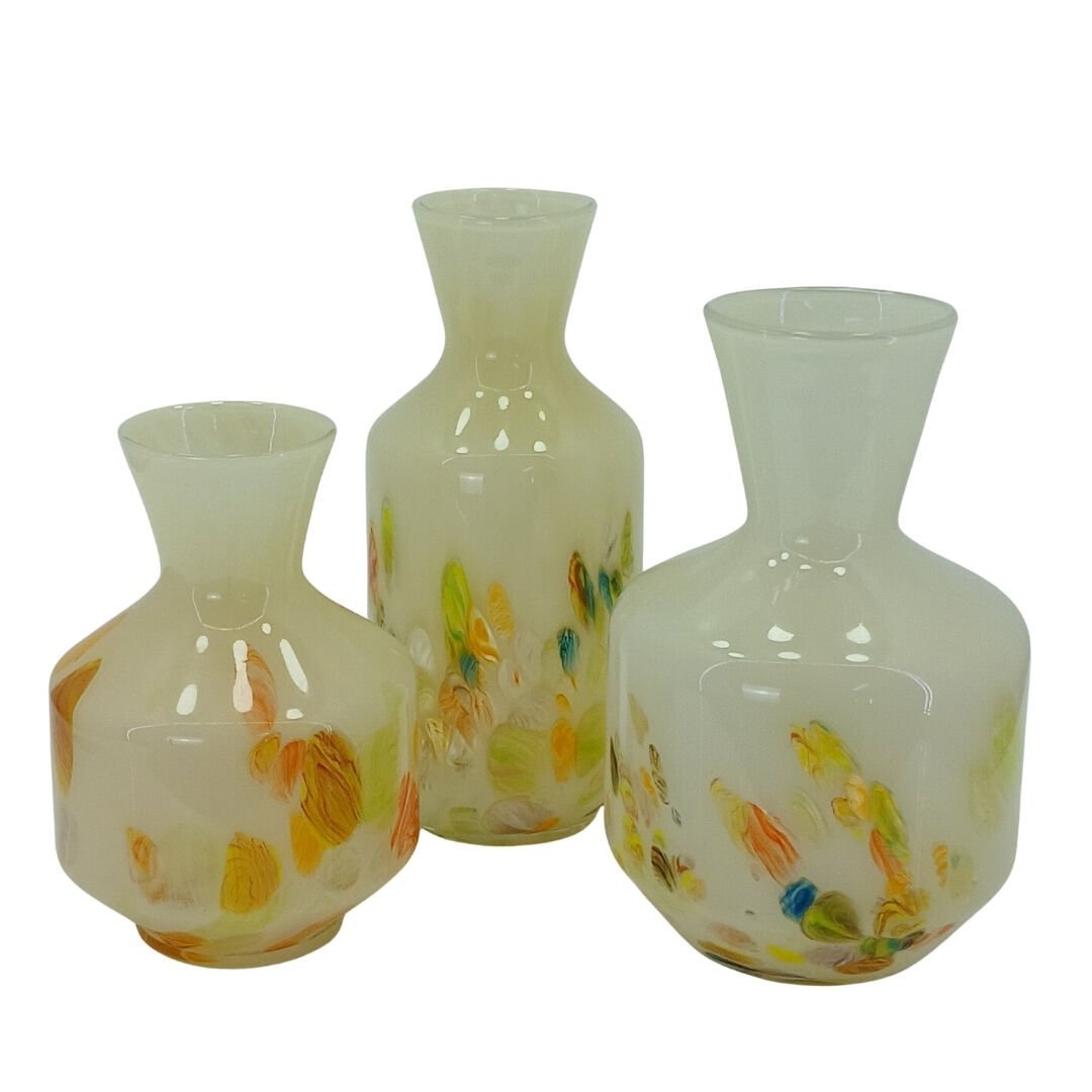 3lü Set Renkli Cam Vazo 22x32cm