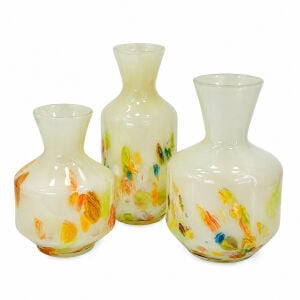 3lü Set Renkli Cam Vazo 22x32cm