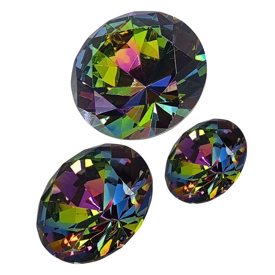 3lü Set Renkli Kristal Obje 12cm