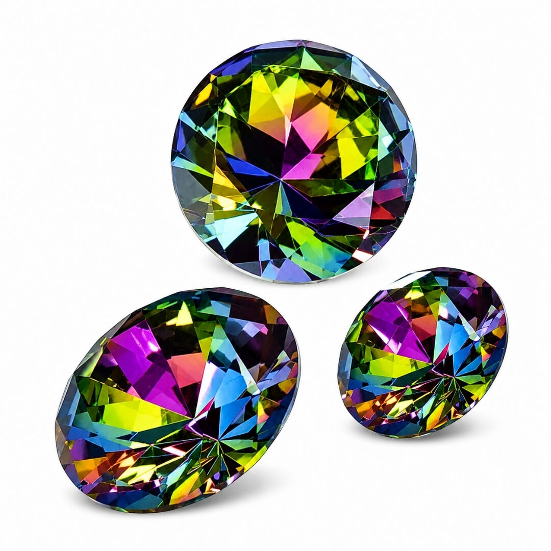 3lü Set Renkli Kristal Obje 12cm