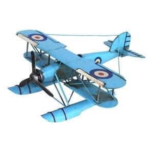 Retro Metal Uçak Mavi 30x35cm