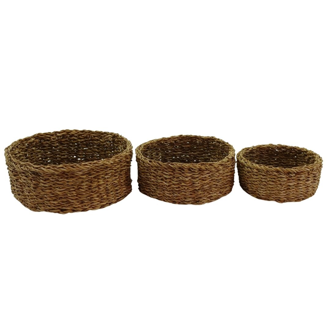 3lü Set Hasır Sepet 11x29cm