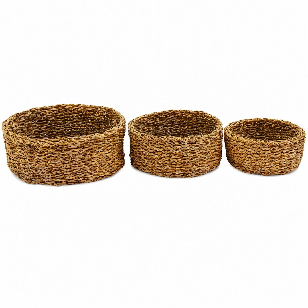 3lü Set Hasır Sepet 11x29cm