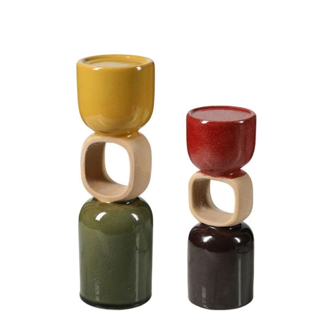 2li Set Seramik Soyut Obje 10x32cm