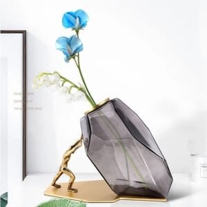 Metal Vazo Süren Adam 22x28cm