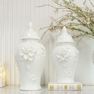 2li Set Beyaz Seramik Küp 23x47cm