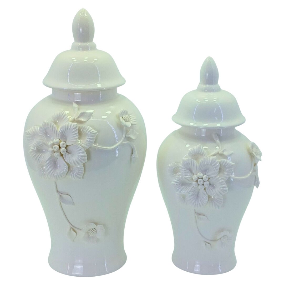 2li Set Beyaz Seramik Küp 23x47cm