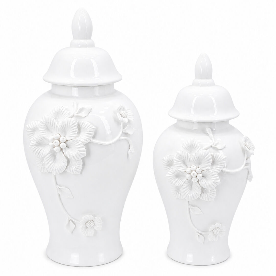 2li Set Beyaz Seramik Küp 23x47cm