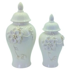 2li Set Beyaz Seramik Küp 23x47cm