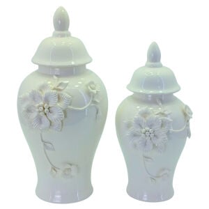 2li Set Beyaz Seramik Küp 23x47cm