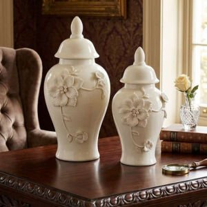 2li Set Beyaz Seramik Küp 23x47cm