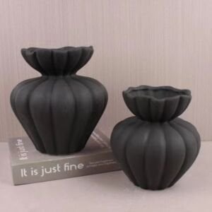2li Set Dekoratif Vazo Siyah 21x21cm