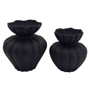 2li Set Dekoratif Vazo Siyah 21x21cm