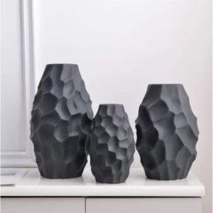 2li Set Dekoratif Vazo Siyah 17x30cm