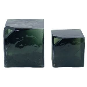 2li Set Küp Cam Obje Siyah 15x15cm