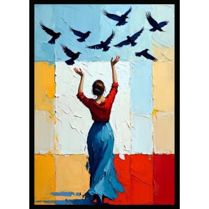 UV Kuşlar ve Kadın Tablo 75x105cm