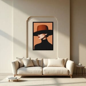 UV Şapkalı Kadın Tablo 75x105cm