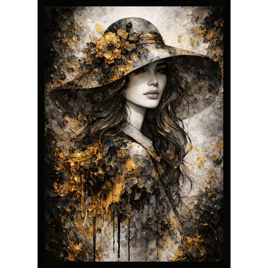 UV Çiçekli Şapkalı Kadın 75x105cm