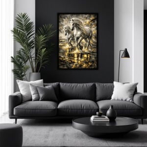 UV Beyaz Atlar Tablo 75x105cm