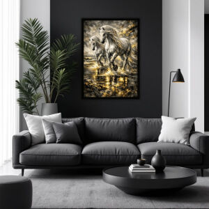 UV Beyaz Atlar Tablo 75x105cm