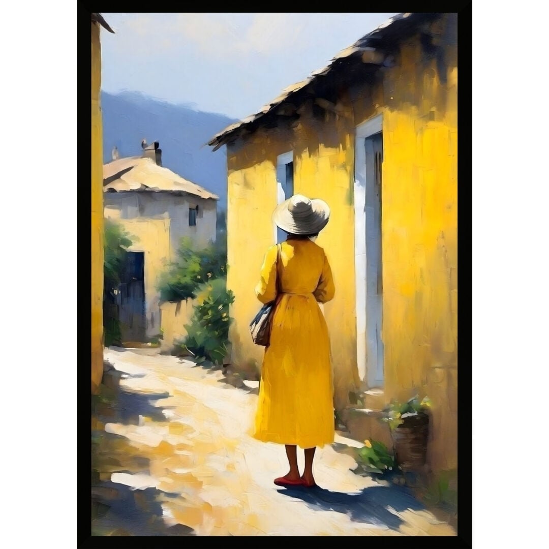 UV Sarı Elbiseli Kadın Tablo 75x105