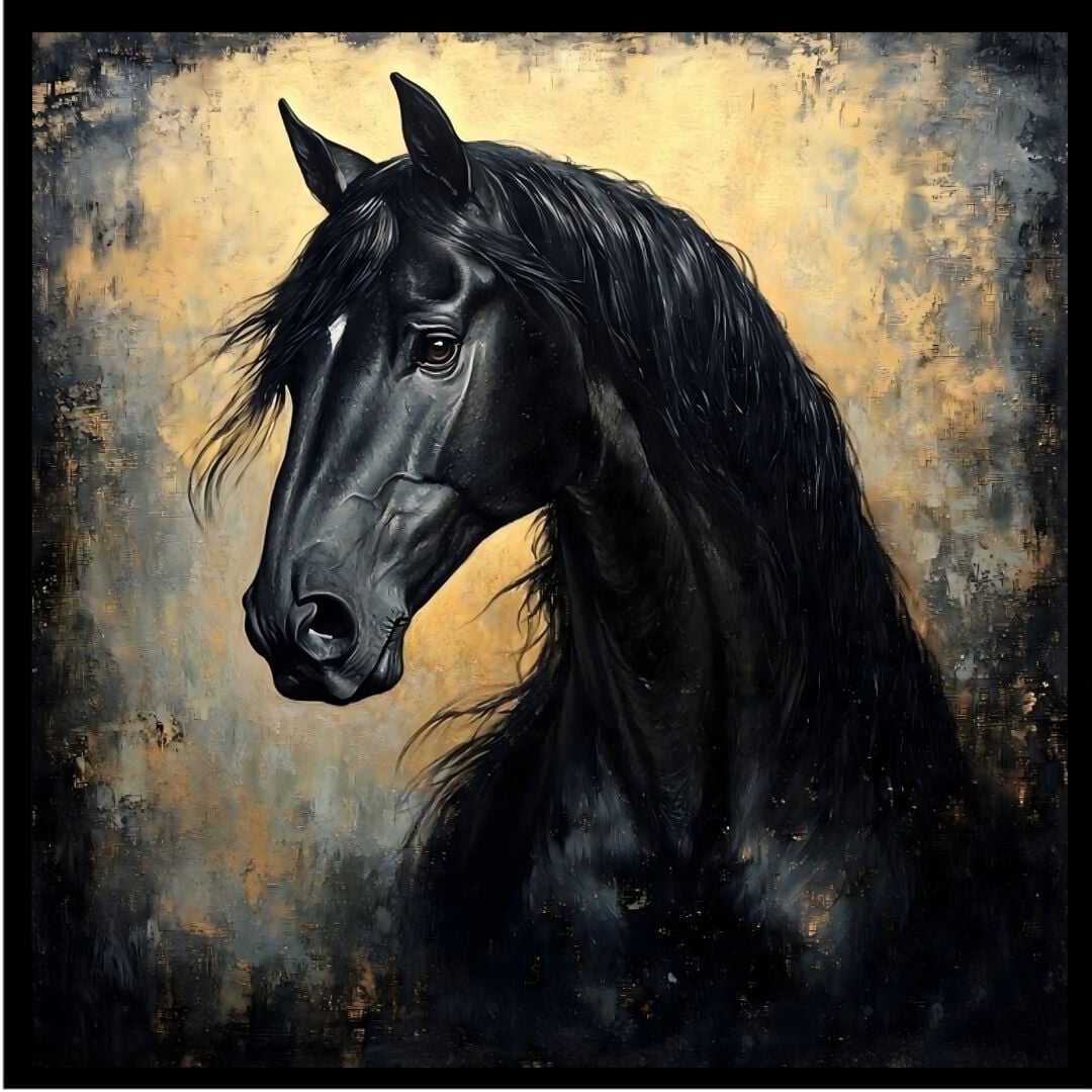 UV Siyah At Tablo 85x85cm