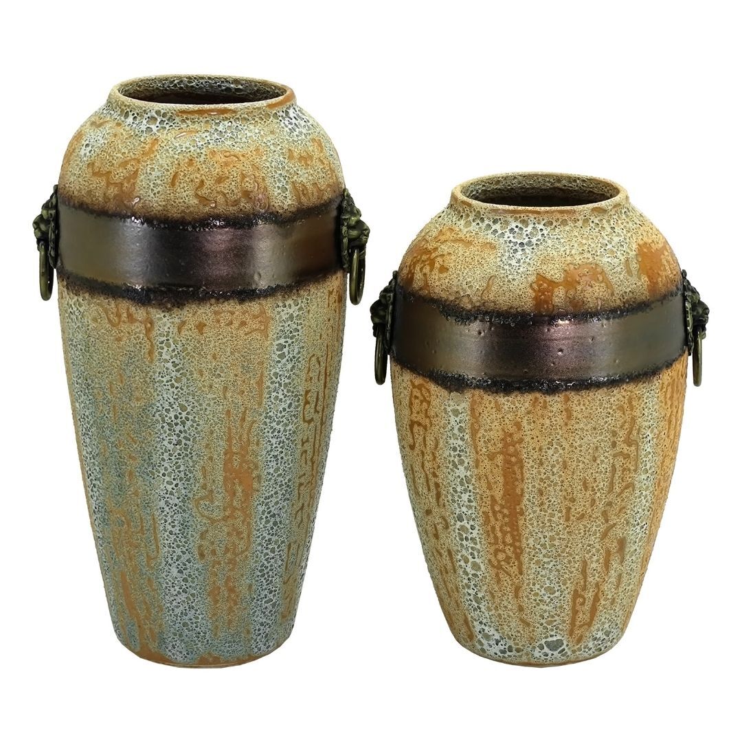 2li Set Krem Vazo Seramik 18x32cm