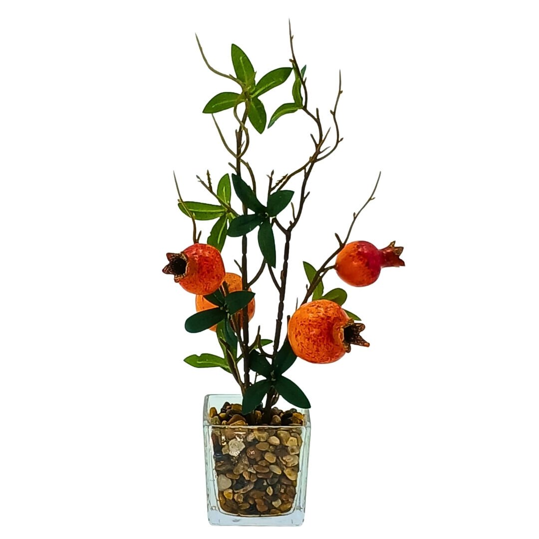 Cam Saksılı Nar Bitki 18x38cm