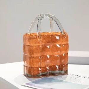 Cam Turuncu Çanta Vazo 18x25cm