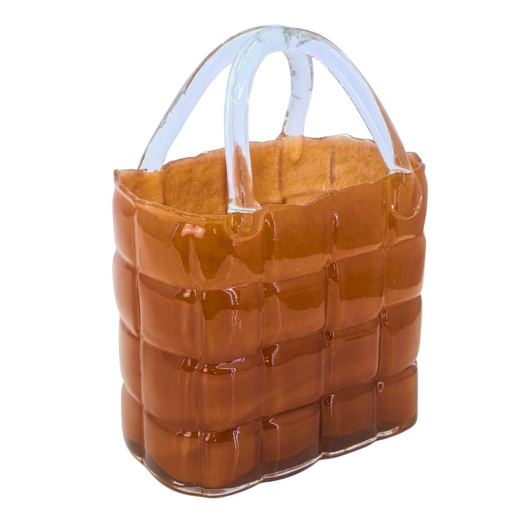 Cam Turuncu Çanta Vazo 18x25cm