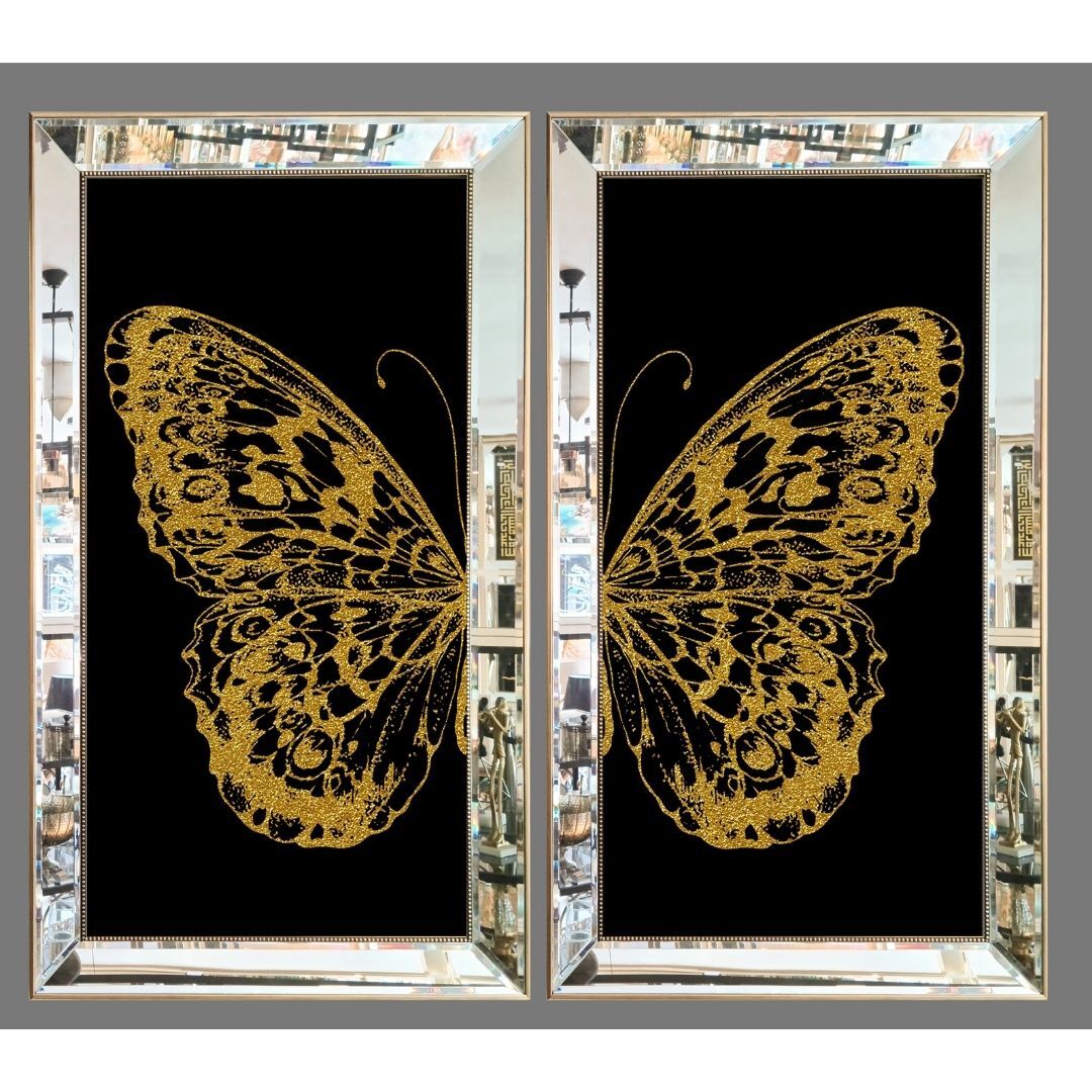 2li Set Kelebek Altın Tablo 103x116cm