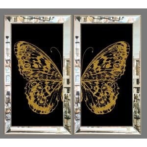 2li Set Kelebek Altın Tablo 103x116cm
