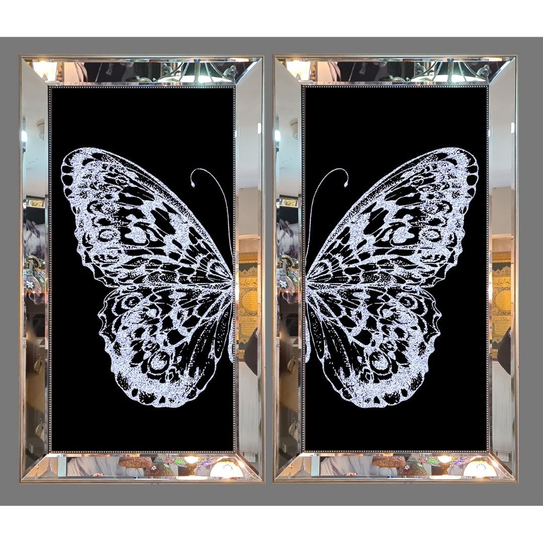 2li Set Kelebek Gümüş Tablo 103x116cm