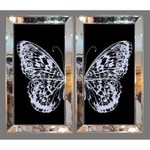 2li Set Kelebek Gümüş Tablo 103x116cm