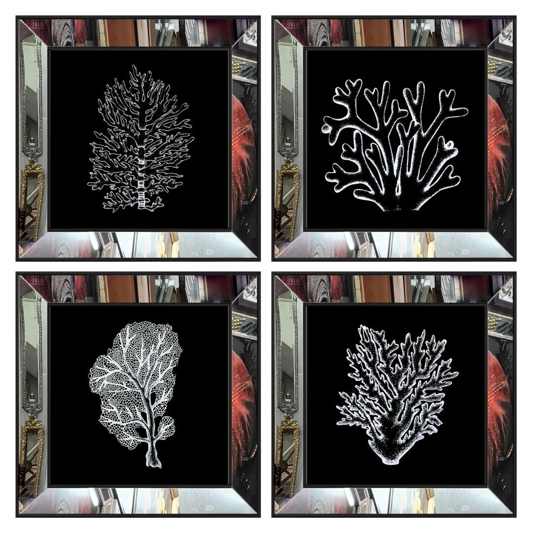 Işıltılı 4 lü Set Mercan Tablo 112x112cm