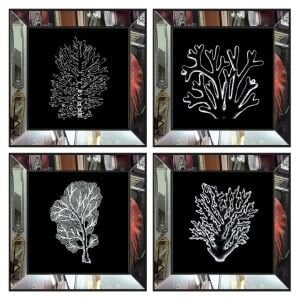 Işıltılı 4 lü Set Mercan Tablo 112x112cm