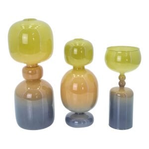 3lü Set Renkli Cam Vazo 10x24cm