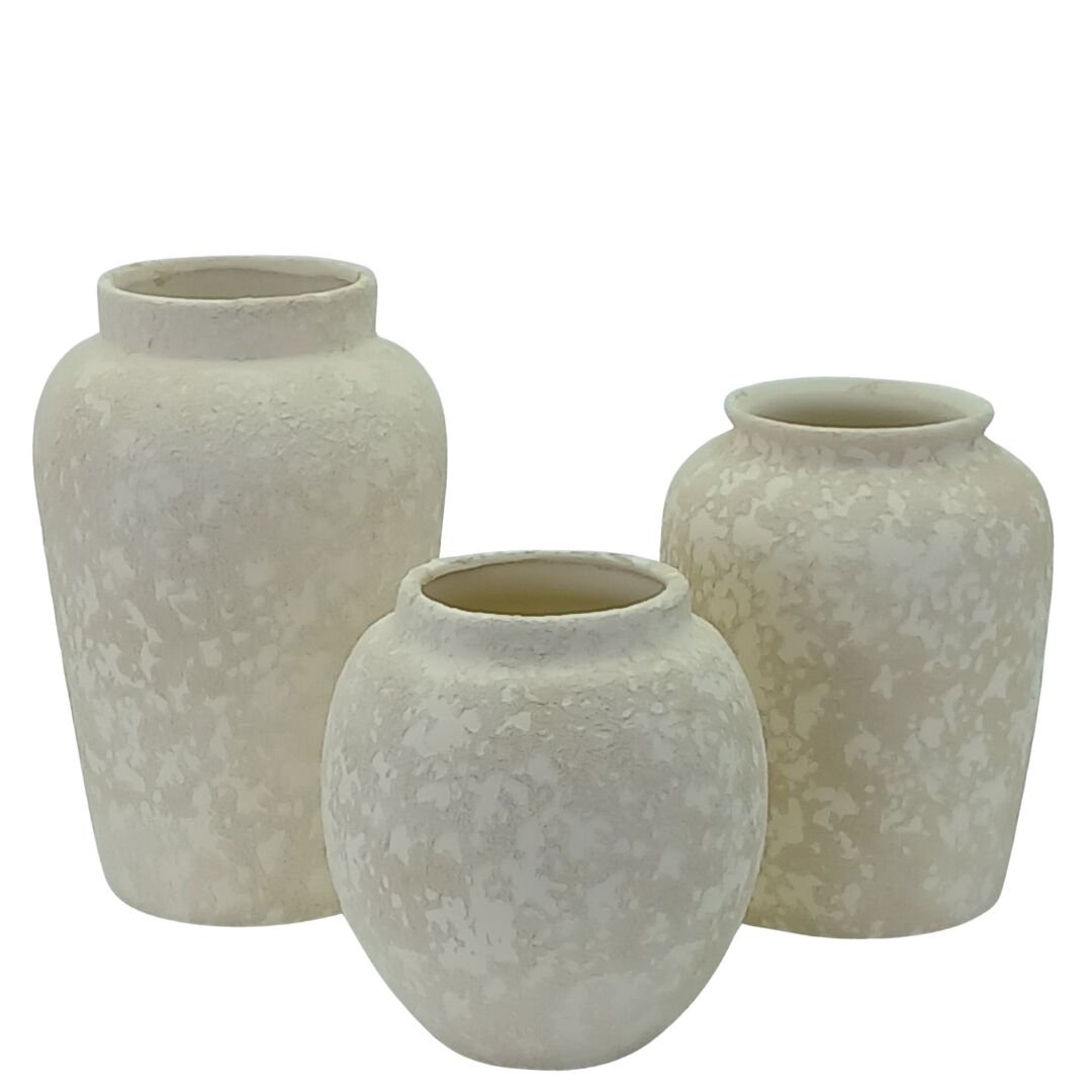 3lü Set Seramik Vazo 16x25cm