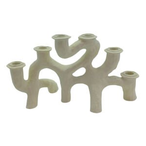 Altılı Dal Mumluk 20x34cm Krem