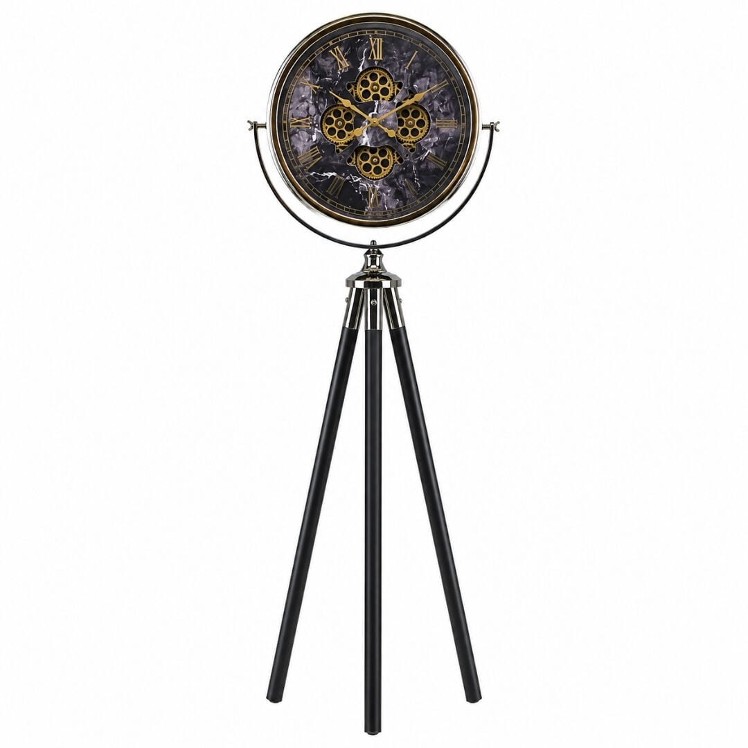 Ledli Çarklı Füme Tripod Saat 52x170cm