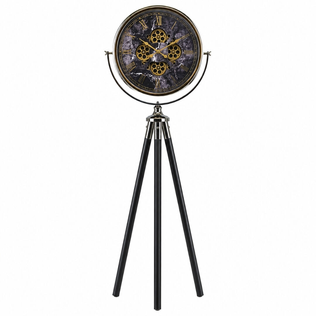 Ledli Çarklı Füme Tripod Saat 52x170cm