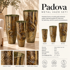 3lü Set Padova Metal Vazo 47x100cm