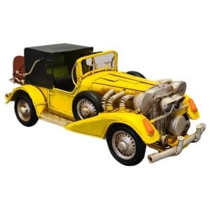 Retro Metal Araba Sarı 11x26cm