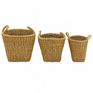 3 lü Set Hasır Sepet 40x44cm