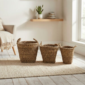 3 lü Set Hasır Sepet 40x44cm