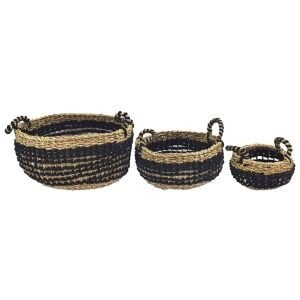 3 lü Set Hasır Sepet 32x45cm