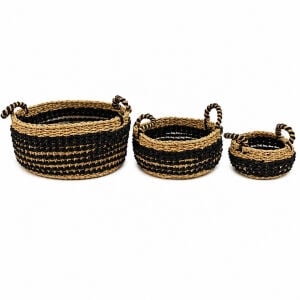 3 lü Set Hasır Sepet 32x45cm